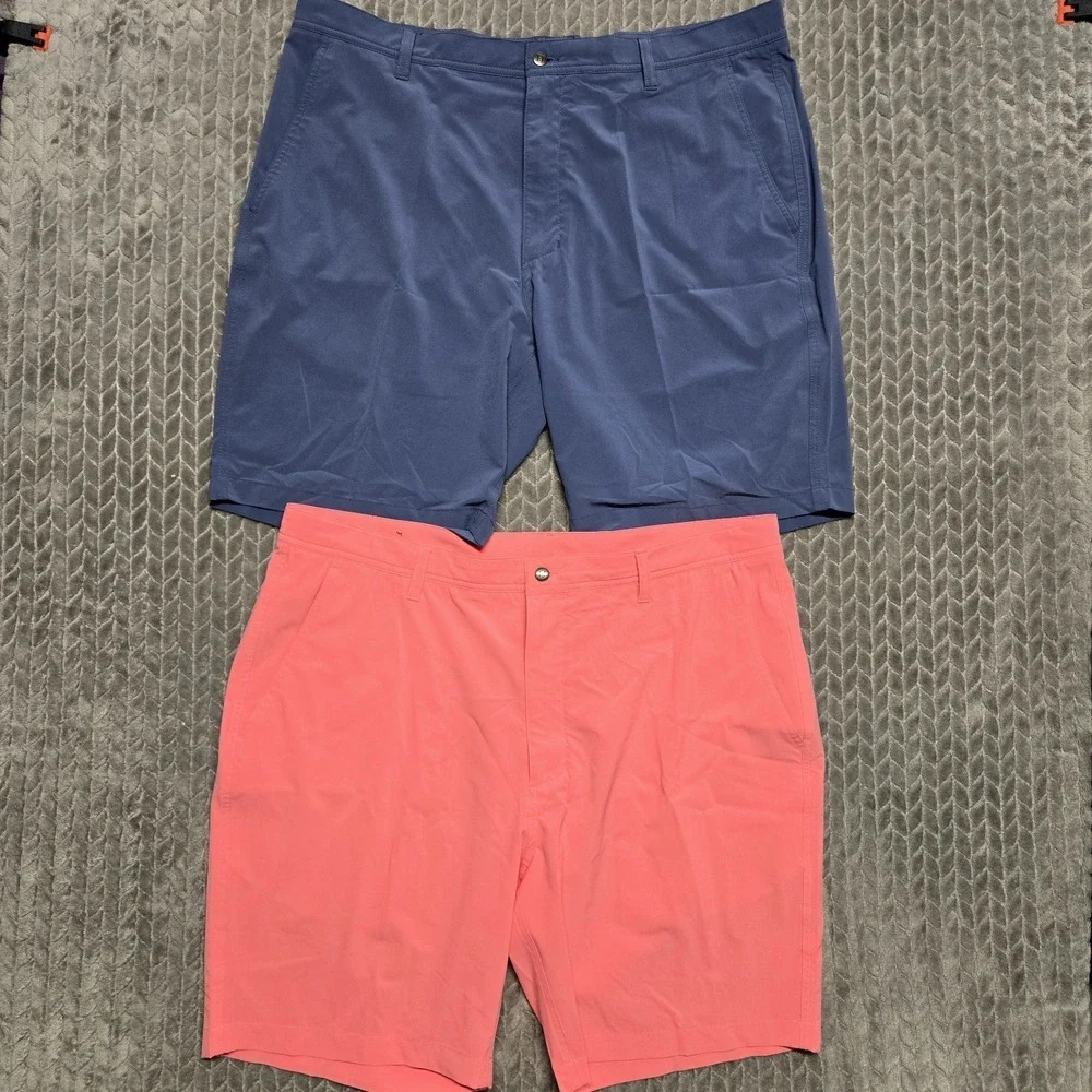 2 FJ Footjoy Golf‎ Shorts Mens 40 Blue Pink Performance Golf Active Athletic